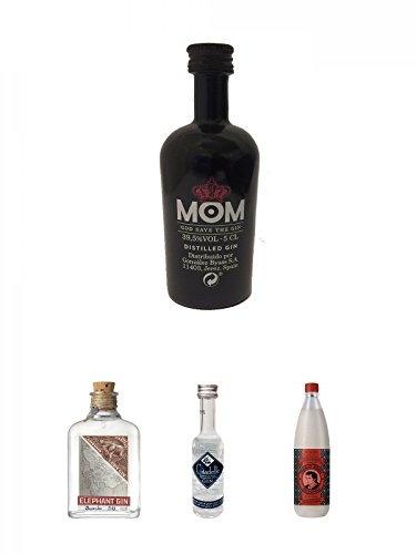 Mom God Save the Gin England 0,05 Liter Miniatur + Elephant London Dry Gin 0,5 Liter + Citadelle Gin aus Frankreich 5 cl + Thomas Henry Spicy Ginger 1,0 Liter von Diverse