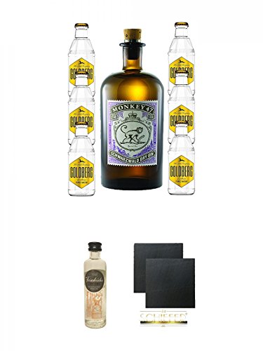 Monkey 47 Gin & 6 x Goldberg 0,2 Tonic Set + Friedrichs Gin 0,04 Liter Miniatur + Schiefer Glasuntersetzer eckig ca. 9,5 cm Ø 2 Stück Monkey 47 Gin & 6 x Goldberg 0,2 Tonic Set + Friedrichs Gin 0,04 Liter Miniatur + Schiefer Glasuntersetzer eckig ca. 9,5 cm Ø 2 Stück von Unbekannt