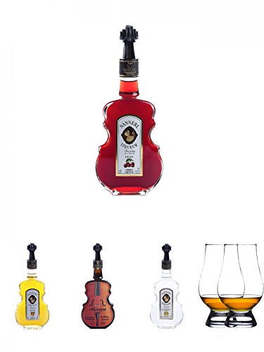 Nannerl Cherry Likör in Geigenform 0,5 Liter + Nannerl Marillen Likör 20 % in Geigenform 0,5 Liter + Nannerl Violine Kaffee - Likör 15% in Geigenform 0,5 Liter + Nannerl Williamsbirnenschnaps 38% in Geigenform 0,5 Liter + The Glencairn Glas Stölzle 2 Stüc Nannerl Cherry Likör in Geigenform 0,5 Liter + Nannerl Marillen Likör 20 % in Geigenform 0,5 Liter + Nannerl Violine Kaffee - Likör 15% in Geigenform 0,5 Liter + Nannerl Williamsbirnenschnaps 38% in Geigenform 0,5 Liter + The Glencairn Glas Stölzle 2 Stüc von Unbekannt
