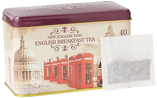 New English Teas - English Breakfast Tea 40 Tea Bags - British Vintage Tin von New English Teas
