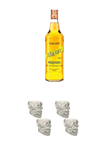 Nisskosher Vodka HONEY Getreide Vodka 40% 0,7 Liter + Wodka Totenkopf Shotglas 2 Stück + Wodka Totenkopf Shotglas 2 Stück von Unbekannt