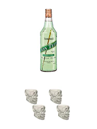 Nisskosher Vodka Jon Teff Bisongras Vodka 40% 0,7 Liter + Wodka Totenkopf Shotglas 2 Stück + Wodka Totenkopf Shotglas 2 Stück von Unbekannt