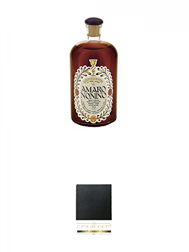 Nonino Amaro Quintessentia Grappa Monovitigno Italien 0,7 Liter + Schiefer Glasuntersetzer eckig ca. 9,5 cm Durchmesser von Unbekannt