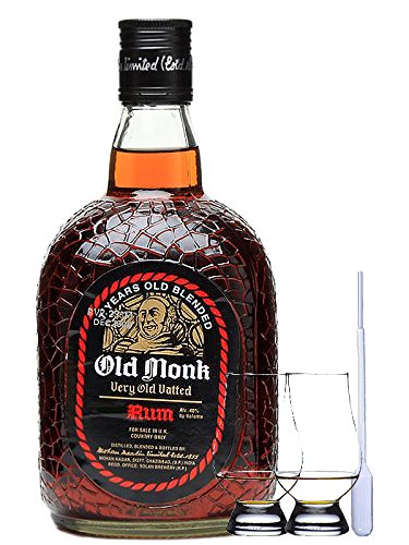 Old Monk 7 Jahre Indien 0,7 Liter + 2 Glencairn Gläser und Einwegpipette von Unbekannt