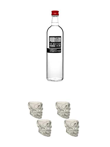 Partisan Vodka 40 Prozent 0,5 Liter + Wodka Totenkopf Shotglas 2 Stück + Wodka Totenkopf Shotglas 2 Stück von Unbekannt