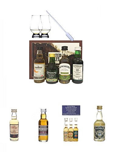 Peated Malts of Distinction 4 x 5 cl Miniaturen + 2 Glencairn Gläser + 1 Pipette + Arran 10 Jahre Single Malt Whisky Miniatur 5 cl + Auchentoshan 12 Jahre Single Malt Whisky Miniatur 5 cl + Collectors Pack Blend die kleinsten Whiskyflaschen der Welt + Roc von Unbekannt