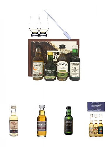 Peated Malts of Distinction 4 x 5 cl Miniaturen + 2 Glencairn Gläser + 1 Pipette + Arran 10 Jahre Single Malt Whisky Miniatur 5 cl + Auchentoshan 12 Jahre Single Malt Whisky Miniatur 5 cl + Ardbeg Ten 10 Jahre Single Malt Whisky Miniatur 5 cl + Collectors von Unbekannt