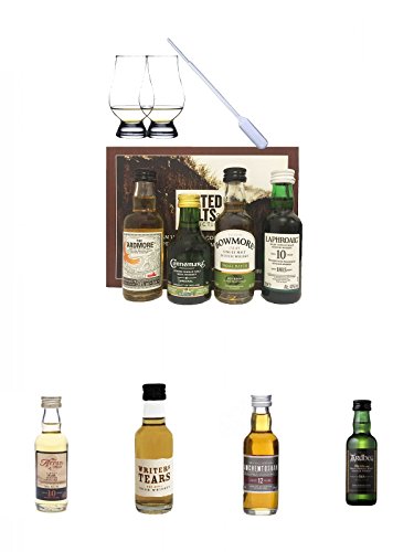 Peated Malts of Distinction 4 x 5 cl Miniaturen + 2 Glencairn Gläser + 1 Pipette + Arran 10 Jahre Single Malt Whisky Miniatur 5 cl + Writers Tears Pot Still Blend Irish Whiskey 5 cl + Auchentoshan 12 Jahre Single Malt Whisky Miniatur 5 cl + Ardbeg Ten 10 von Unbekannt