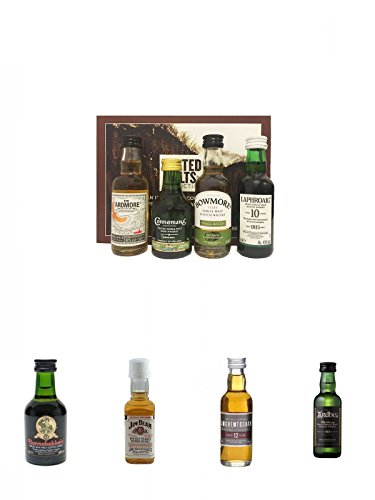 Peated Malts of Distinction 4 x 5 cl Miniaturen + Bunnahabhain 12 Jahre Single Malt Whisky Miniatur 5 cl + Jim Beam Bourbon Whiskey Miniatur 5 cl + Auchentoshan 12 Jahre Single Malt Whisky Miniatur 5 cl + Ardbeg Ten 10 Jahre Single Malt Whisky Miniatur 5 von Unbekannt