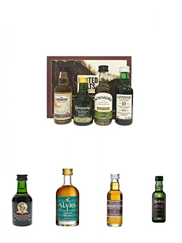 Peated Malts of Distinction 4 x 5 cl Miniaturen + Bunnahabhain 12 Jahre Single Malt Whisky Miniatur 5 cl + Slyrs Herbs Alpine Likör Deutschland 5 cl + Auchentoshan 12 Jahre Single Malt Whisky Miniatur 5 cl + Ardbeg Ten 10 Jahre Single Malt Whisky Miniatur von Unbekannt