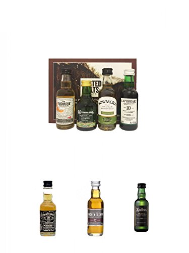 Peated Malts of Distinction 4 x 5 cl Miniaturen + Jack Daniels Black Label No. 7-5 cl + Auchentoshan 12 Jahre Single Malt Whisky Miniatur 5 cl + Ardbeg Ten 10 Jahre Single Malt Whisky Miniatur 5 cl von Unbekannt