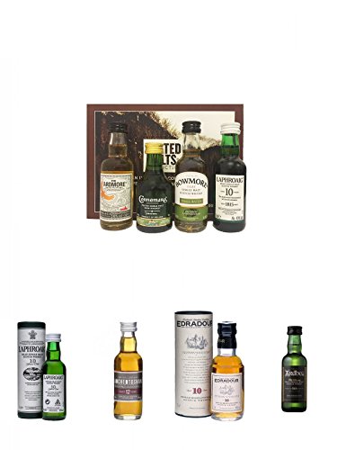 Peated Malts of Distinction 4 x 5 cl Miniaturen + Laphroaig 10 Jahre Single Malt Whisky Miniatur 5 cl + Auchentoshan 12 Jahre Single Malt Whisky Miniatur 5 cl + Edradour 10 Jahre in Tube 5cl + Ardbeg Ten 10 Jahre Single Malt Whisky Miniatur 5 cl von Unbekannt