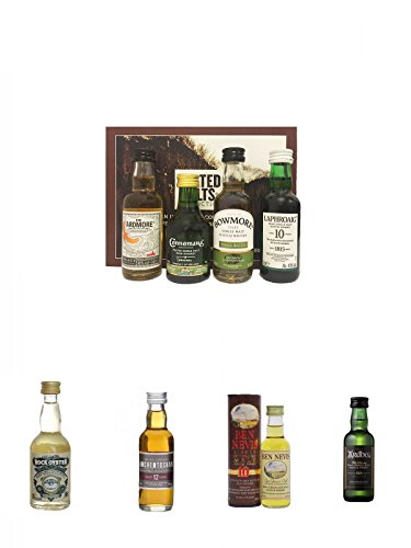 Peated Malts of Distinction 4 x 5 cl Miniaturen + Rock Oyster Blended Whisky 0,05 Liter Miniatur + Auchentoshan 12 Jahre Single Malt Whisky Miniatur 5 cl + Ben Nevis 10 Jahre Single Malt Whisky 5 cl + Ardbeg Ten 10 Jahre Single Malt Whisky Miniatur 5 cl von Unbekannt