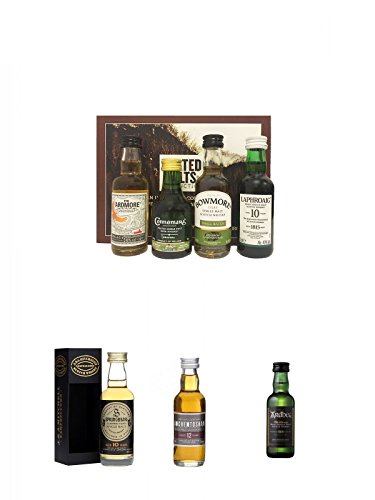 Peated Malts of Distinction 4 x 5 cl Miniaturen + Springbank 10 Jahre Single Malt Whisky Miniatur 5 cl + Auchentoshan 12 Jahre Single Malt Whisky Miniatur 5 cl + Ardbeg Ten 10 Jahre Single Malt Whisky Miniatur 5 cl von Unbekannt