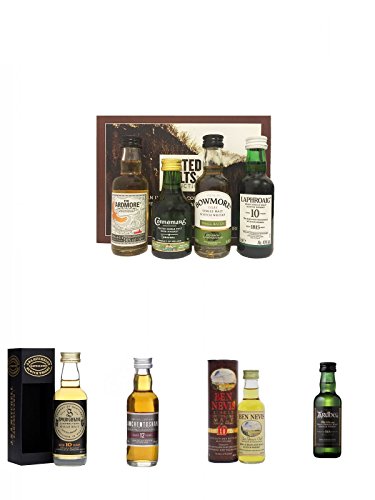 Peated Malts of Distinction 4 x 5 cl Miniaturen + Springbank 10 Jahre Single Malt Whisky Miniatur 5 cl + Auchentoshan 12 Jahre Single Malt Whisky Miniatur 5 cl + Ben Nevis 10 Jahre Single Malt Whisky 5 cl + Ardbeg Ten 10 Jahre Single Malt Whisky Miniatur von Unbekannt