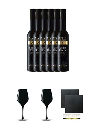 Peter Mertes Nachtgold Beerenauslese 6 x 0,375 Liter + Blind Tastinglas für Wein Exquisit 2 Stück + Schiefer Glasuntersetzer 2 Stück von Unbekannt