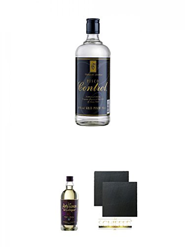 Pisco Control Gran Pisco Brandy 0,7 Liter + Pisco Los Artesanos del Cochiguaz aus Chile Pisco Especial 35% 0,7 Liter + Schiefer Glasuntersetzer eckig ca. 9,5 cm Ø 2 Stück Pisco Control Gran Pisco Brandy 0,7 Liter + Pisco Los Artesanos del Cochiguaz aus Chile Pisco Especial 35% 0,7 Liter + Schiefer Glasuntersetzer eckig ca. 9,5 cm Ø 2 Stück von Diverse