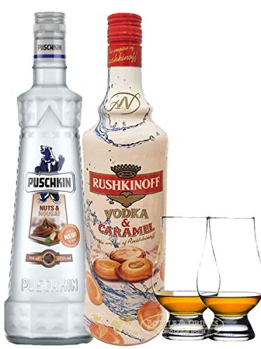 Puschkin Nuts & Nougat 0,7 Liter + Rushkinoff Caramel 1,0 Liter + 2 Glencairn Gläser von Unbekannt