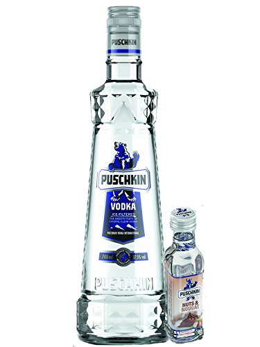 Puschkin Vodka 0,7 Liter + Puschkin Nuts Nougat Miniatur von Unbekannt