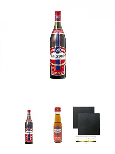 Ratzeputz Kräuterlikör 0,7 Liter + Ratzeputz Kräuterlikör 0,7 Liter + Ratzeputz Kräuterlikör 2 cl Miniatur + Schiefer Glasuntersetzer eckig ca. 9,5 cm Ø 2 Stück Ratzeputz Kräuterlikör 0,7 Liter + Ratzeputz Kräuterlikör 0,7 Liter + Ratzeputz Kräuterlikör 2 cl Miniatur + Schiefer Glasuntersetzer eckig ca. 9,5 cm Ø 2 Stück von Diverse