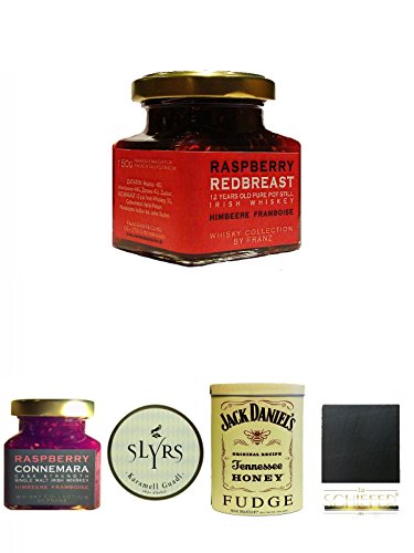 Redbreast 12 Jahre Himbeere Marmelade 150 Gramm Glas + Connemara Irish Whisky Himbeer Marmelade 150g im Glas + Slyrs bayerische Guadl 200 Gramm Karamellbonbons ohne Alkohol + Jack Daniels - HONEY - Fudge 300 Gramm + Schiefer Glasuntersetzer eckig ca. 9,5 Redbreast 12 Jahre Himbeere Marmelade 150 Gramm Glas + Connemara Irish Whisky Himbeer Marmelade 150g im Glas + Slyrs bayerische Guadl 200 Gramm Karamellbonbons ohne Alkohol + Jack Daniels - HONEY - Fudge 300 Gramm + Schiefer Glasuntersetzer eckig ca. 9,5 von Unbekannt