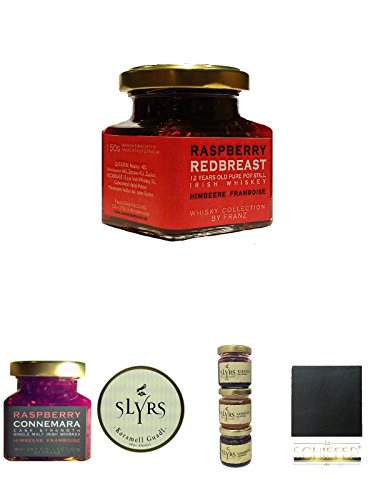 Redbreast 12 Jahre Himbeere Marmelade 150 Gramm Glas + Connemara Irish Whisky Himbeer Marmelade 150g im Glas + Slyrs bayerische Guadl 200 Gramm Karamellbonbons ohne Alkohol + Slyrs Marmelade Mini Set 3 x 50 Gramm 150 Gramm + Schiefer Glasuntersetzer eckig Redbreast 12 Jahre Himbeere Marmelade 150 Gramm Glas + Connemara Irish Whisky Himbeer Marmelade 150g im Glas + Slyrs bayerische Guadl 200 Gramm Karamellbonbons ohne Alkohol + Slyrs Marmelade Mini Set 3 x 50 Gramm 150 Gramm + Schiefer Glasuntersetzer eckig von Unbekannt