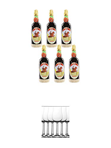 Ron Amazona Dulce Mallorca 53% - 6 x 0,7 Liter + Whisky Nosing Gläser Kelchglas Bugatti mit Eichstrich 2cl und 4cl 6 Stück von Unbekannt