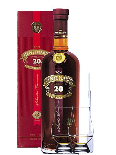 Ron Centenario 20 Jahre Fundacion Costa Rica 0,7 Liter + 2 Glencairn Gläser + Einwegpipette 1 Stück von Unbekannt