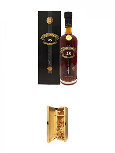 Ron Centenario 25 Jahre Gran Reserva Premium Rum Costa Rica 0,7 Liter + 1a Whisky Holzbox für 1 Flasche mit Hakenverschluss von Diverse
