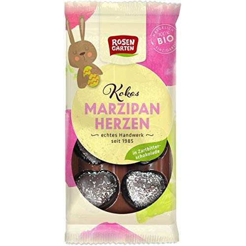 Rosengarten Kokos-Marzipan-Herzen, vegan (65 g) - Bio von Unbekannt