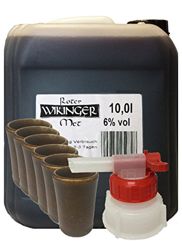 Roter Wikinger Met 10 Liter Kanister + Mini Tonbecher 6er Set + Ausgießer Roter Wikinger Met 10 Liter Kanister + Mini Tonbecher 6er Set + Ausgießer von Unbekannt