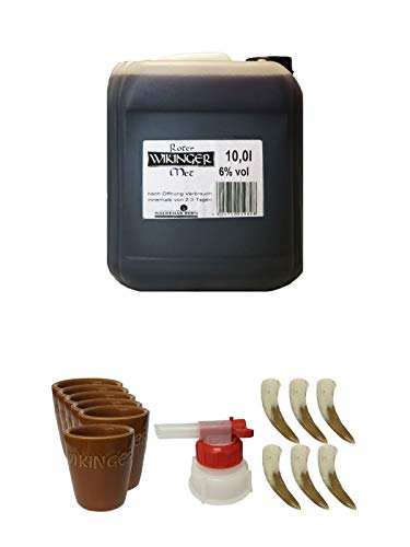 Roter Wikinger Met 10 Liter Kanister + Tonbecher 6er Set + Ausgießer + Trinkhörner 0,1 Liter Roter Wikinger Met 10 Liter Kanister + Tonbecher 6er Set + Ausgießer + Trinkhörner 0,1 Liter von Unbekannt