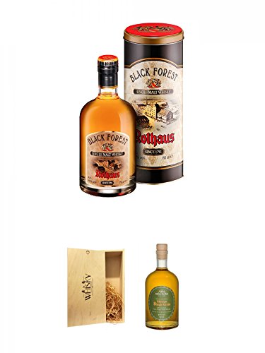 Rothaus Black Forest Single Malt Whisky 0,7 Liter + 1a Whisky Holzbox für 2 Flaschen mit Schiebedeckel + Schlitzer Slitisian Single Grain Whisky 0,5 Liter von Unbekannt