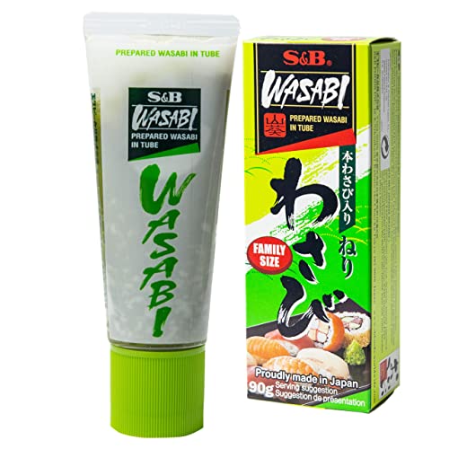 S&B Wasabi – Original japanische Meerrettich Paste in der Tube – Zum Würzen und Marinieren von Lebensmitteln – Mit 4,5 % Wasabi – 1 x 90 g von S & B