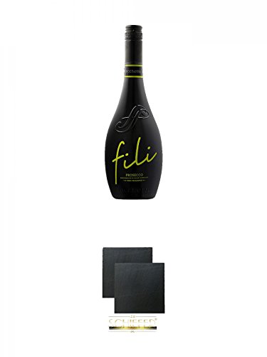 Sacchetto Fili Prosecco DOC Vino Frizzante 0,75 Liter + Schiefer Glasuntersetzer eckig ca. 9,5 cm Ø 2 Stück Sacchetto Fili Prosecco DOC Vino Frizzante 0,75 Liter + Schiefer Glasuntersetzer eckig ca. 9,5 cm Ø 2 Stück von Diverse