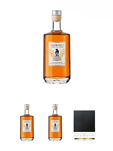 Säntis Apricot Malt Likör (35%) 0,5 Liter + Säntis Apricot Malt Likör (35%) 0,5 Liter + Säntis Apricot Malt Likör (35%) 0,5 Liter + Schiefer Glasuntersetzer eckig ca. 9,5 cm Durchmesser von Unbekannt