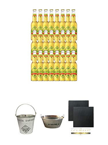 Salitos Tequila Bier Mixgetränk in GLASFLASCHE 24 x 0,33 Liter + Salitos Eiskübel aus Metall mit Henkel 1 Stück + Salitos Kühlwanne aus Metall mit Griffen 1 Stück + Schiefer Glasuntersetzer eckig ca. 9,5 cm Ø 2 Stück Salitos Tequila Bier Mixgetränk in GLASFLASCHE 24 x 0,33 Liter + Salitos Eiskübel aus Metall mit Henkel 1 Stück + Salitos Kühlwanne aus Metall mit Griffen 1 Stück + Schiefer Glasuntersetzer eckig ca. 9,5 cm Ø 2 Stück von Unbekannt