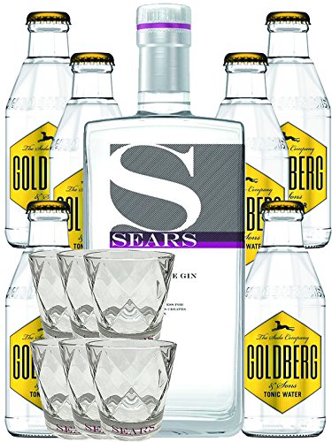 Sears Cutting Edge Gin 0,7 Liter + 6 x Goldberg Tonic Water 0,2 Liter + 6 Gläser von Unbekannt