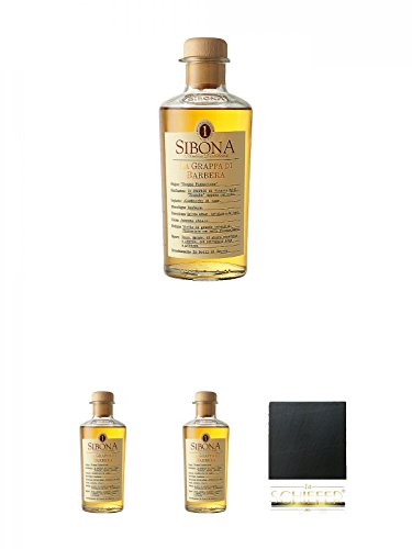 Sibona Grappa DI BARBERA Italien 0,5 Liter + Sibona Grappa DI BARBERA Italien 0,5 Liter + Sibona Grappa DI BARBERA Italien 0,5 Liter + Schiefer Glasuntersetzer eckig ca. 9,5 cm Durchmesser von Unbekannt