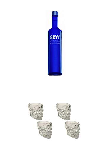 Skyy Vodka USA 0,7 Liter + Wodka Totenkopf Shotglas 2 Stück + Wodka Totenkopf Shotglas 2 Stück von Unbekannt