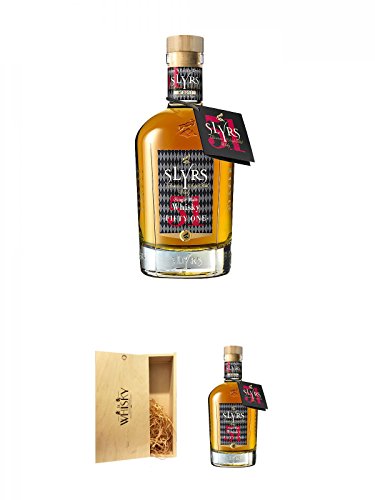 Slyrs (51%) Fifty One Single Malt Whisky Deutschland 0,35 Liter + 1a Whisky Holzbox für 2 Flaschen mit Schiebedeckel + Slyrs (51%) Fifty One Single Malt Whisky Deutschland 0,35 Liter von Unbekannt