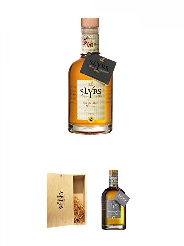 Slyrs Bavarian Whisky Deutschland 0,35 Liter + 1a Whisky Holzbox für 2 Flaschen mit Schiebedeckel + Slyrs Bavarian Whisky Oloroso Sherry Deutschland 0,35 Liter von Unbekannt