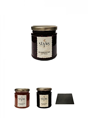 Slyrs Himbeere Marmelade 225 Gramm Glas + Slyrs Aprikosen Marmelade 225 Gramm Glas + Slyrs Kirsche Marmelade 225 Gramm Glas + Käseplatten - 1 er - Set 22 x 16 aus Schiefer für Dinnerpartys und Veranstaltungen Slyrs Himbeere Marmelade 225 Gramm Glas + Slyrs Aprikosen Marmelade 225 Gramm Glas + Slyrs Kirsche Marmelade 225 Gramm Glas + Käseplatten - 1 er - Set 22 x 16 aus Schiefer für Dinnerpartys und Veranstaltungen von Unbekannt