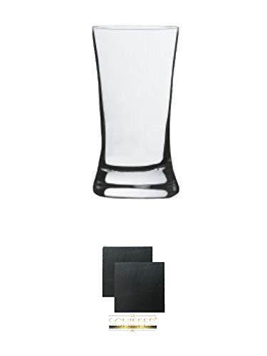 Stölzle Shotglas/Stamper 1 Stück 2050021 + Schiefer Glasuntersetzer eckig ca. 9,5 cm Ø 2 Stück von Unbekannt