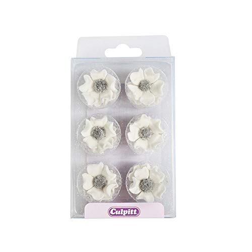 Sugar Anemones Cake Decorations - White 28mm Pack of 12 Sugar Anemones Cake Decorations - White 28mm Pack of 12 von Culpitt