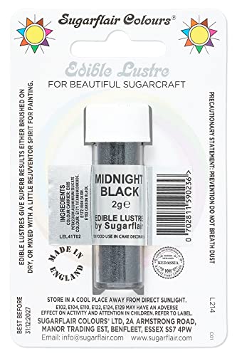 Sugarflair 'Edible Lustre' - essbare Puderfarbe - Farbe: Midnight Black , 2 g von Sugarflair Colours