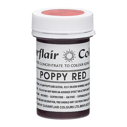 Sugarflair Paste Colour - Tartranil Poppy Red 25g von Sugarflair Colours