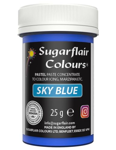 Sugarflair Lebensmittelfarbe Pasta Pastel Himmelblau, Pasta Lebensmittel Farbe für Fondant und Marzipan, Spectral Concentrated Paste Colours - 25g von Sugarflair Colours