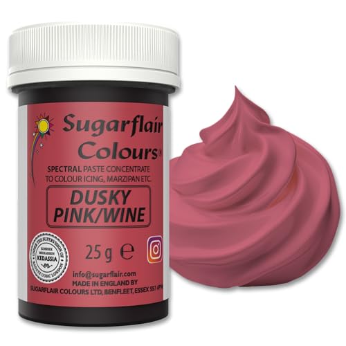 Sugarflair Spectral Dusky Pink/Wine Lebensmittelfarbe Paste, hochkonzentrierte Lebensmittelfarbe für Buttercreme, Zuckerpaste, Royal Icing, Kuchenmischungen und mehr! Lebensmittelfarbstoff - 25g Sugarflair Spectral Dusky Pink/Wine Lebensmittelfarbe Paste, hochkonzentrierte Lebensmittelfarbe für Buttercreme, Zuckerpaste, Royal Icing, Kuchenmischungen und mehr! Lebensmittelfarbstoff - 25g von Sugarflair Colours