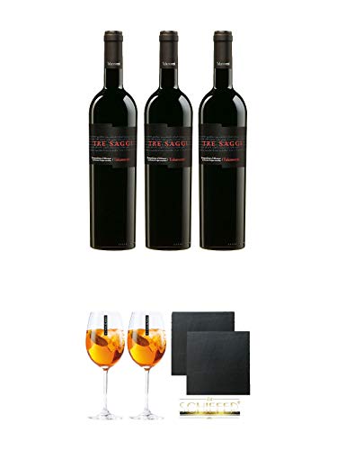 Talamonti Tre Saggi Italien 3 x 0,75 Liter + Scavi & Ray Wein Glas 2 Stück + Schiefer Glasuntersetzer eckig ca. 9,5 cm Ø 2 Stück Talamonti Tre Saggi Italien 3 x 0,75 Liter + Scavi & Ray Wein Glas 2 Stück + Schiefer Glasuntersetzer eckig ca. 9,5 cm Ø 2 Stück von Unbekannt